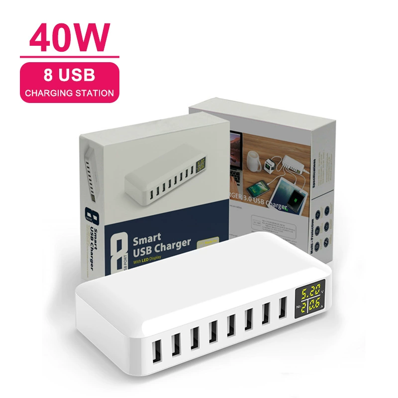 Factory direct selling USB multi -port charger 8 -port desktop charging intelligent numbers CE RoHS PSE certification