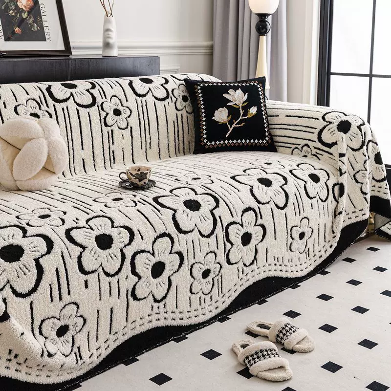 轻奢高级感沙发盖布冬季毛绒沙发毯子防滑沙发巾一整张全盖防猫抓