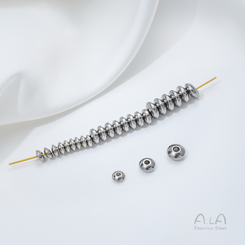 Non-Fading Titanium Steel Abacus Beads, Flying Saucer Beads, Spacer Beads, Bracelet Necklace Jewelry Accessories, Stainless Steel Beading Material