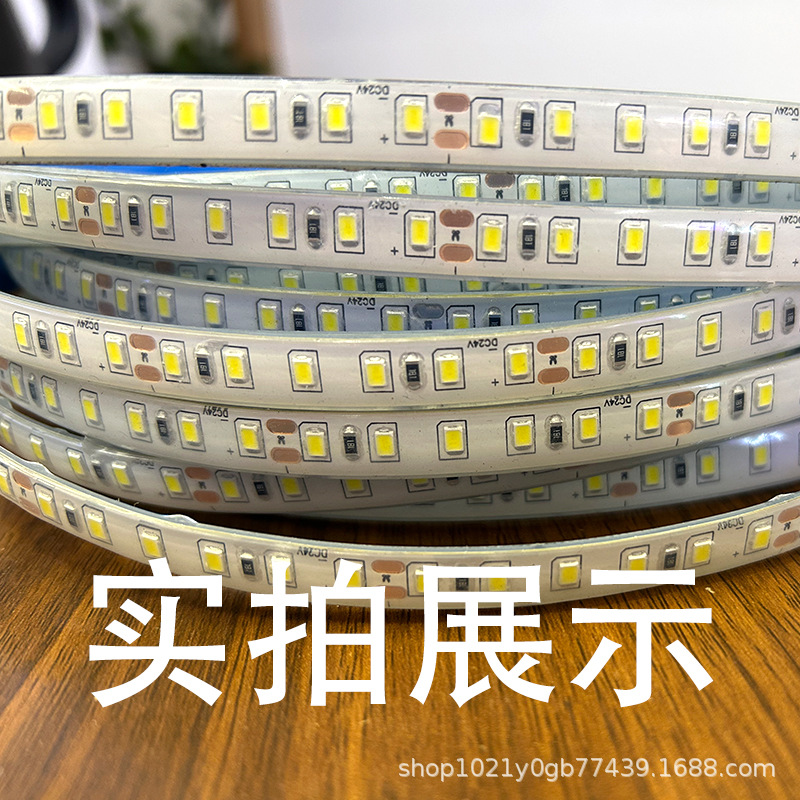 led防水灯带12V/24V低压实心硅胶软灯条高透一体挤出泡水灯带户外