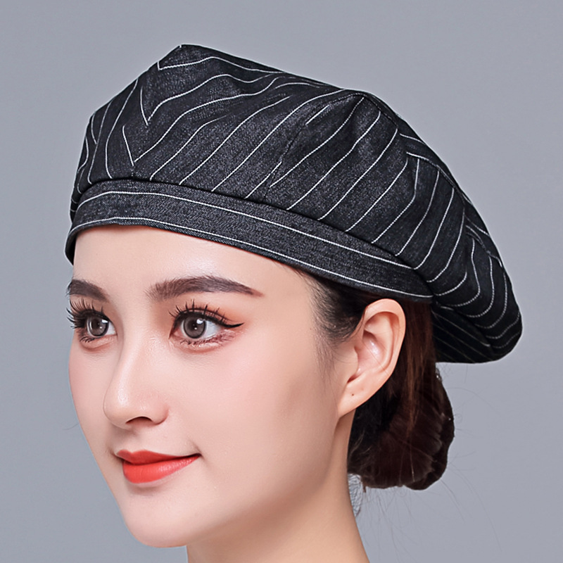 Nueva boina de vaqueros sombrero de cocinero camarero sombrero de trabajo sombrero de frente sombrero de boina de restauración mujer bordado personalizado