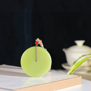 Jin Yutang Xinjiang Hetian Jade [Ping An Button] Boutique Yellow Kou Ping An Button Pendant Xinjiang Yellow Kou Material