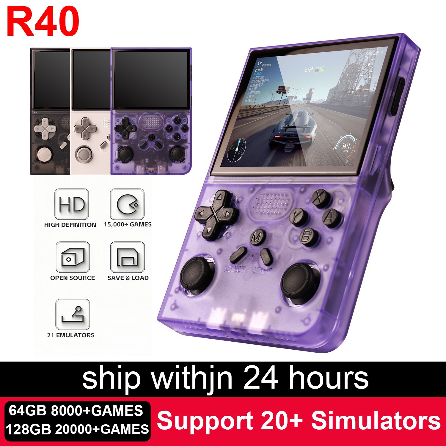 Handheld Game Console R40S Pro Handheld Nostalgic Retro Joystick Arcade All-In-One Portable Open Source Game Console