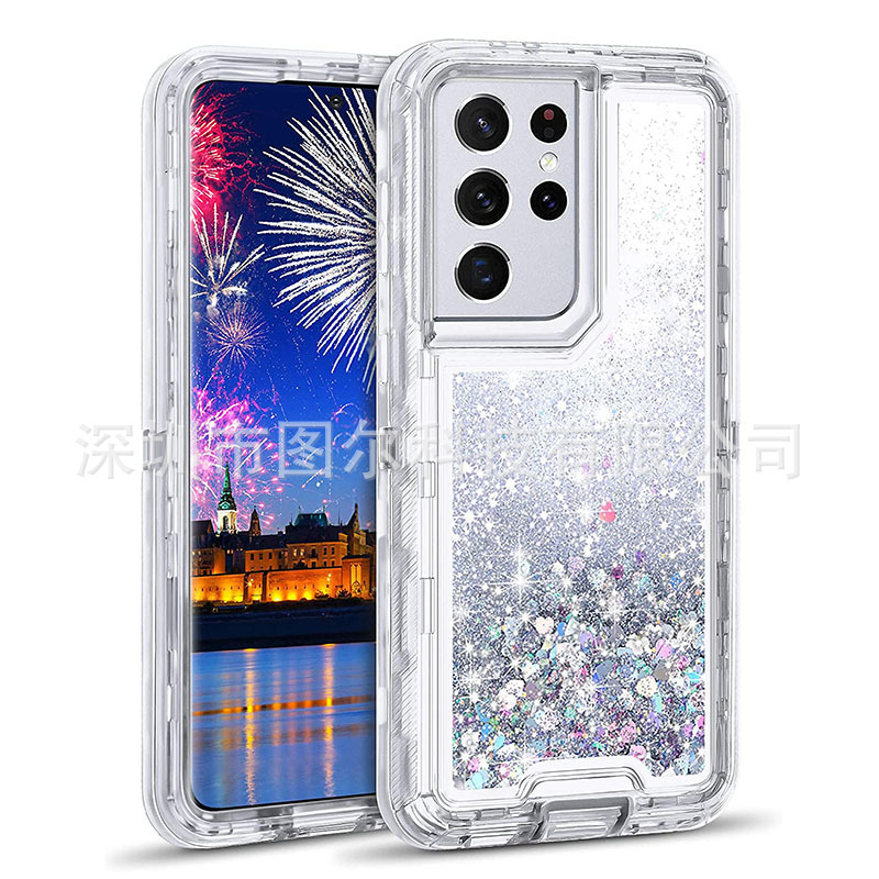 Samsung S25、S23、S10、20、S22、S21、S24 Ultra携帯電話ケースに適しています。3in1流砂耐衝撃。|undefined