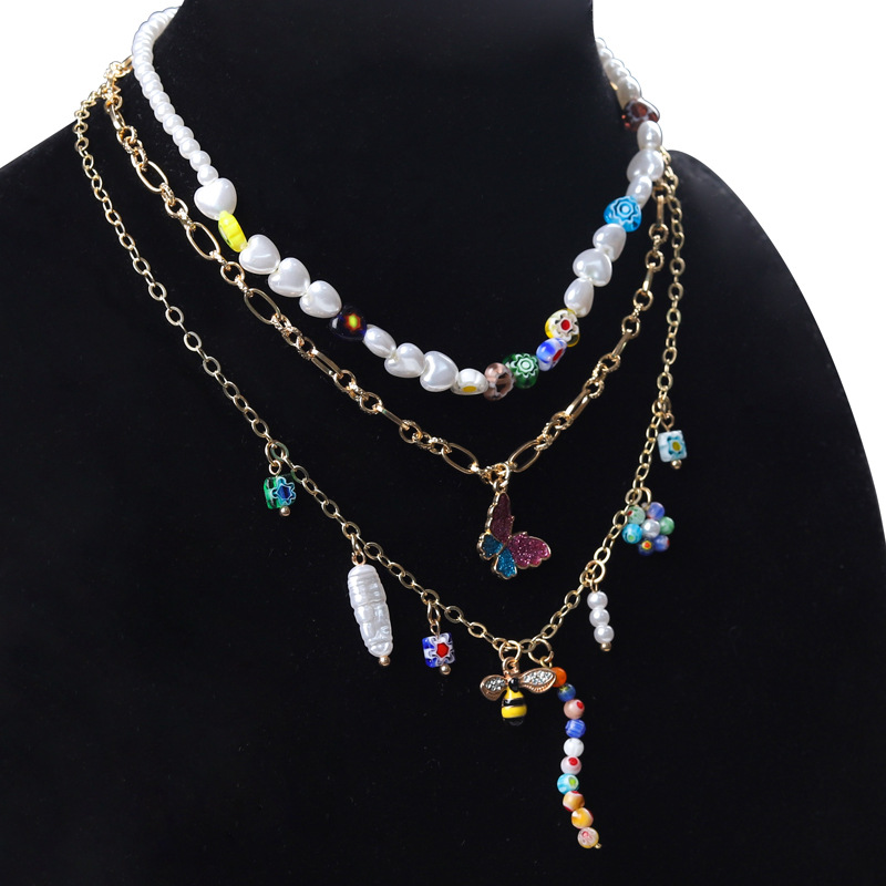 三件套夏威夷沙滩游玩多色蝴蝶雪白串珠蜜蜂各种款式吊坠项链