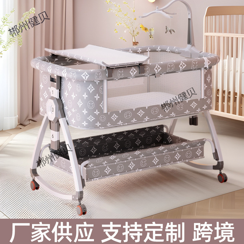 Portable Removable Crib Foldableable Height Adjustment Splicing Large Bed Baby Cradle Bed Bb Bed Anti-Spill Milk