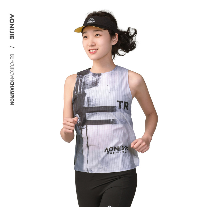 Aonijie Women's Running Vest Breathable Staircase Grid Design Non-Stick Quick-Dry Outdoor Sports Vest