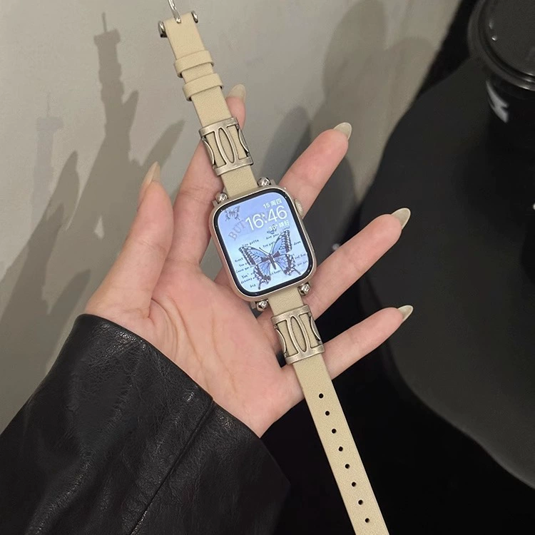 Подходит для Apple Watch 10 поколения панк ремешок iWatch987654se креативный кожаный запястья тонкий