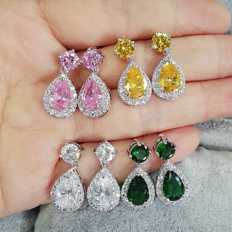 Water Drop Zircon Korean Style Earrings Wholesale Jewelry Nihaojewelry display picture 8