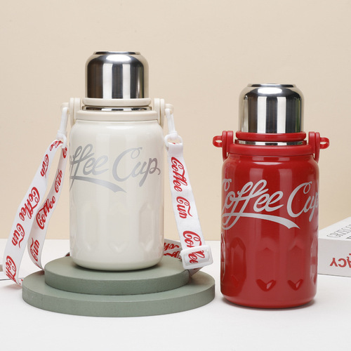 Popular Coca-Cola Large Capacity 316 Stainless Steel Insulated Cup, High-Aesthetic Outdoor Portable Shoulder Water Bottle