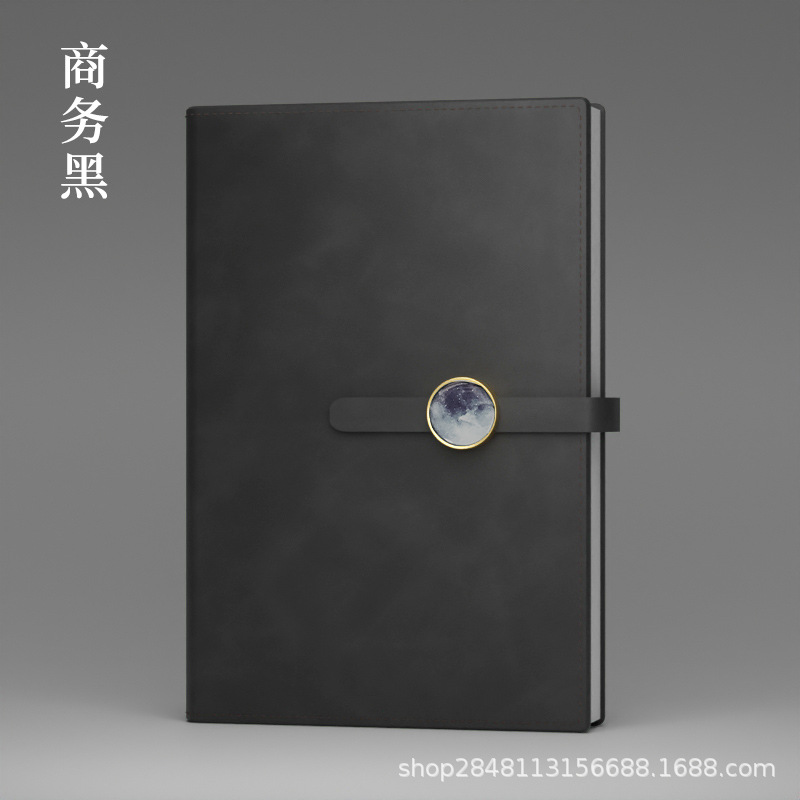 240 페이지 두껍게 A5 둥근 버클 피부 느낌 (검정)