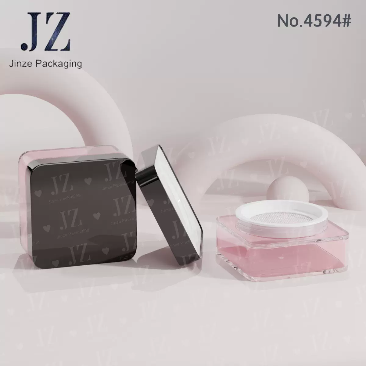 进泽订货 方形 带弹力网筛 散粉盒 定妆粉盒 塑料空盒包材