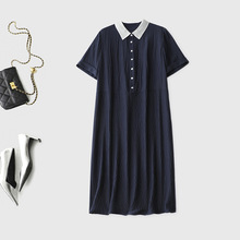 独特轻奢6A级30姆米珍珠段真丝中长款连衣裙翻领欧根纱拼接裙优雅