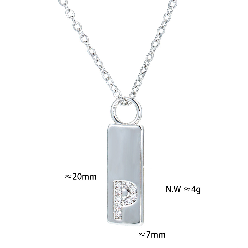 Copper Material Plating Design Wholesale Fashion Rectangle Letter Pendent Copper Necklace Nihaojewelry