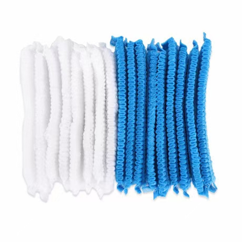 Sombrero desechable Red de pelo tapa de trabajo Red de pelo tapa de tira de tela no tejida a prueba de polvo gorro de ducha no tejido desechable sombrero