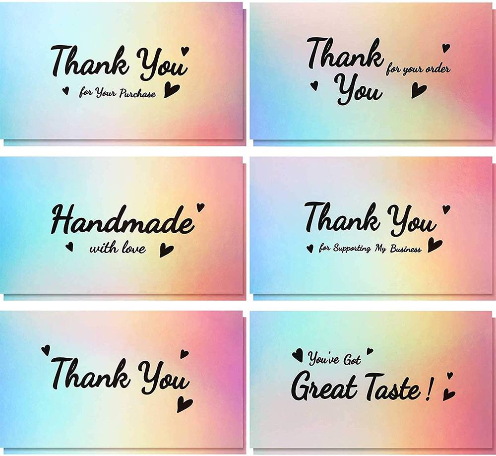 50 cards per pack, 5x9 cm. Thank you for supporting my small business. Laser Thank You Cards.