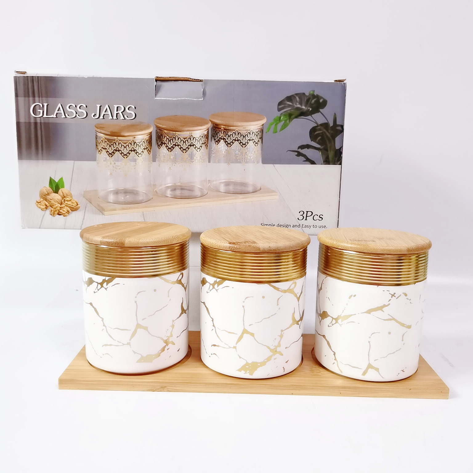 Exportación exportación saudita cerámica sellado tarro cocina multi-grano almacenamiento tarro con madera café té tarro