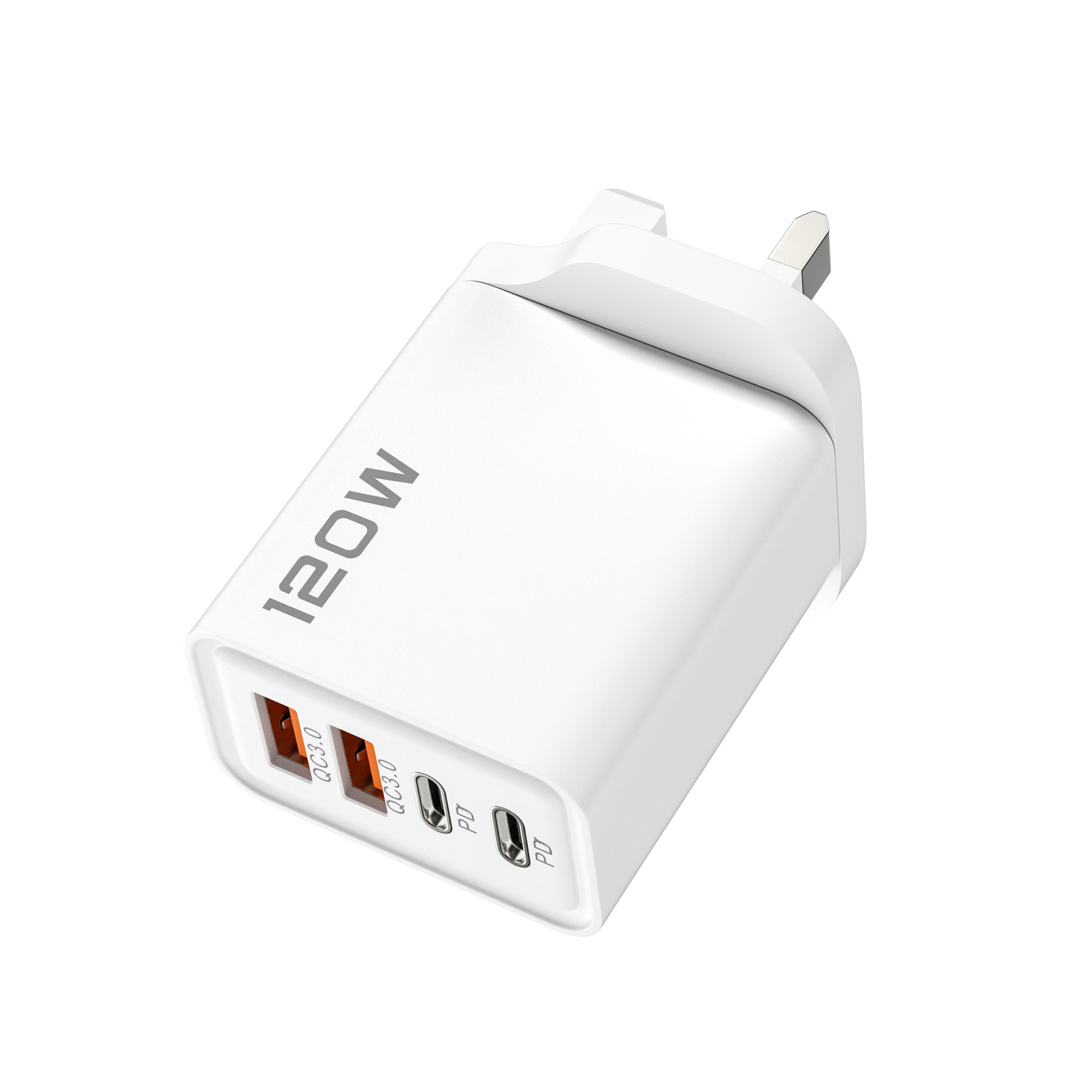 120W Dual PD + Dual USB Cargador para Apple 15 Huawei Dual Typec Smart Fast Charger Head