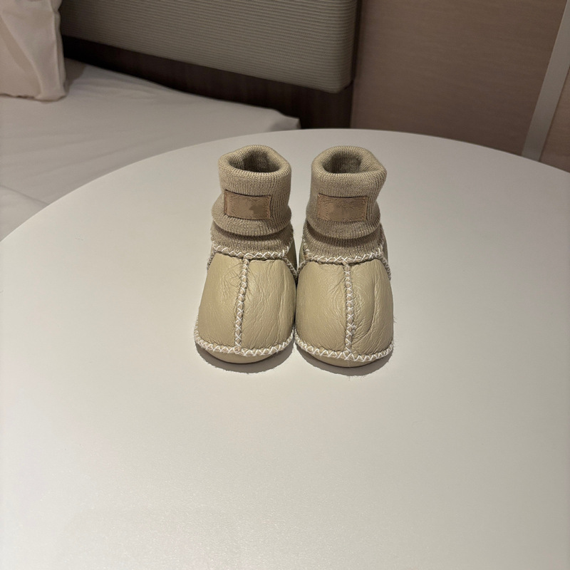 桑坡纯色羊皮毛一体宝宝棉鞋婴幼儿鞋室内步前鞋袜软底男宝女宝|undefined