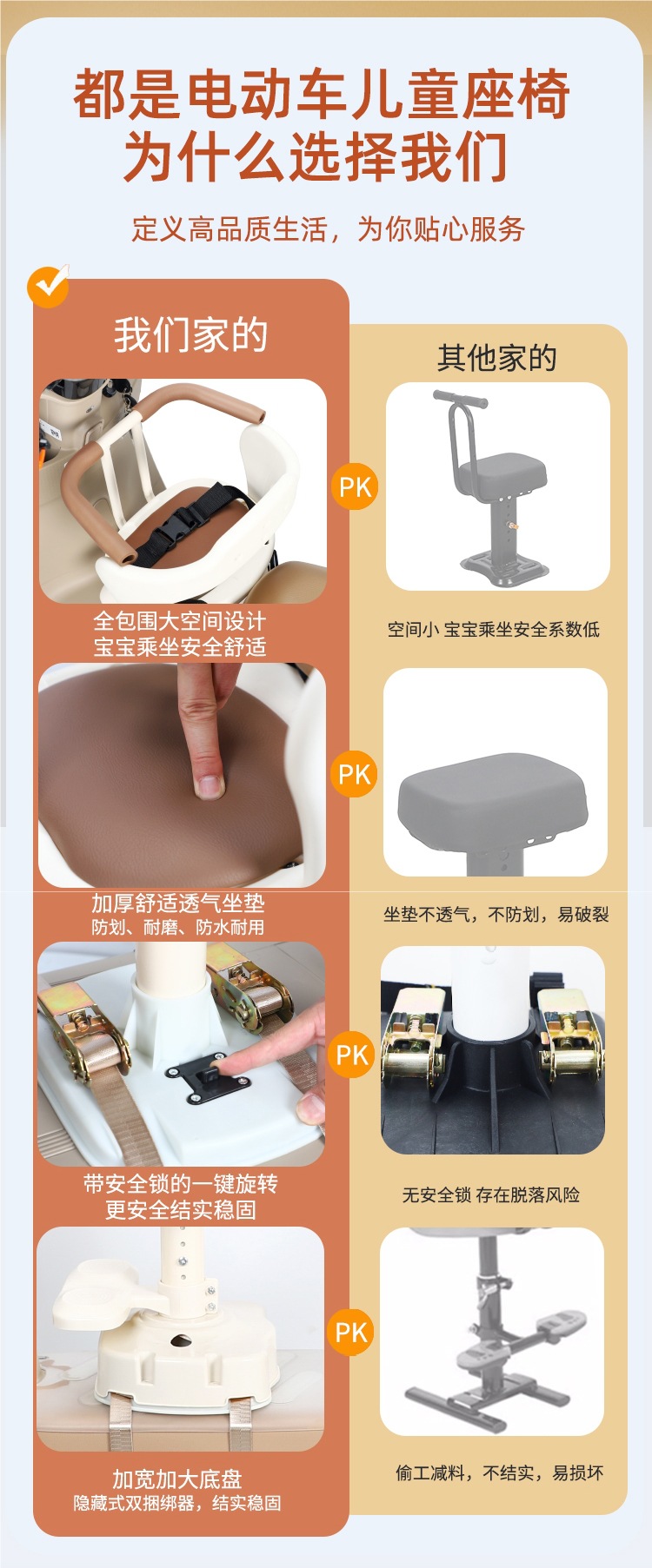 Electric Vehicle Child Seat Front-Mounted and Rotatable, Suitable for Yadi Emma Bell Motorcycle Battery Car Baby Safety Seat