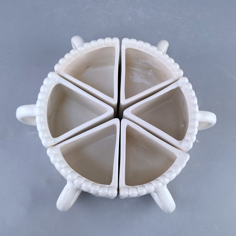 Cubierta de cerámica seis tazas de combinación, tazas de marca triangulares blancas, tazas de agua para reuniones, tazas de geometría simple, tazas apiladas