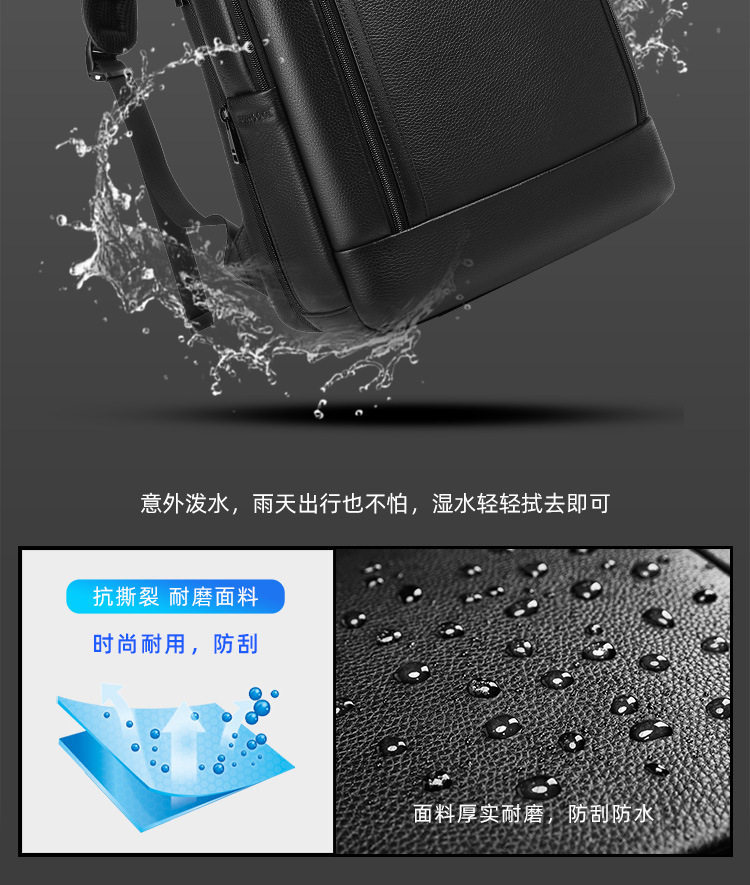 Ba lô nam da bò thật cao cấp đựng laptop 15,6 inch, ba lô công sở dung tích lớn 20–35L đi công tác du lịch — màu đen chi tiết 10