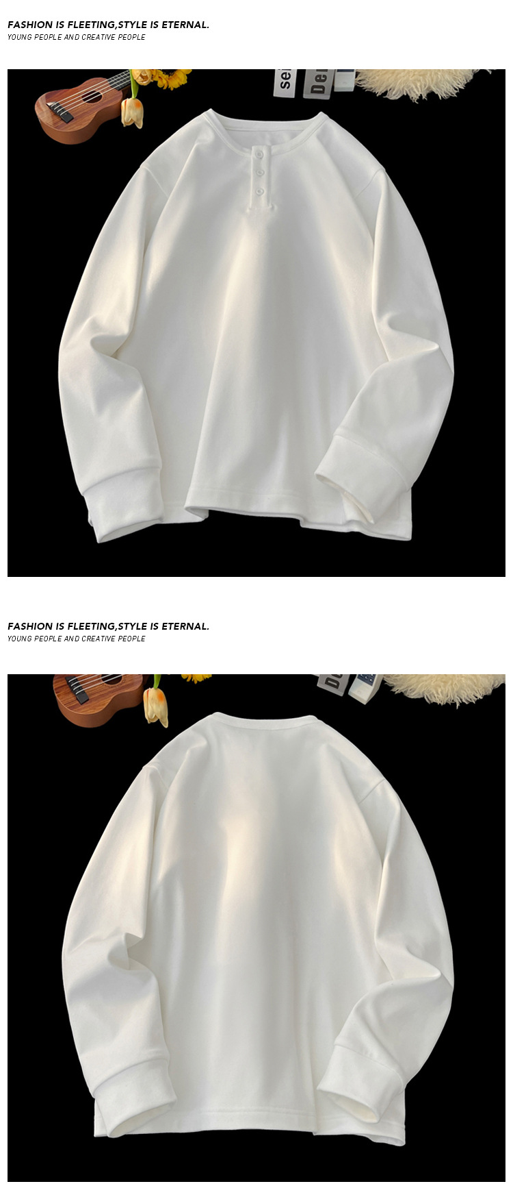 Men's Henley Long Sleeve Sweatshirt Waffle Knit Autumn Style_voghion.com