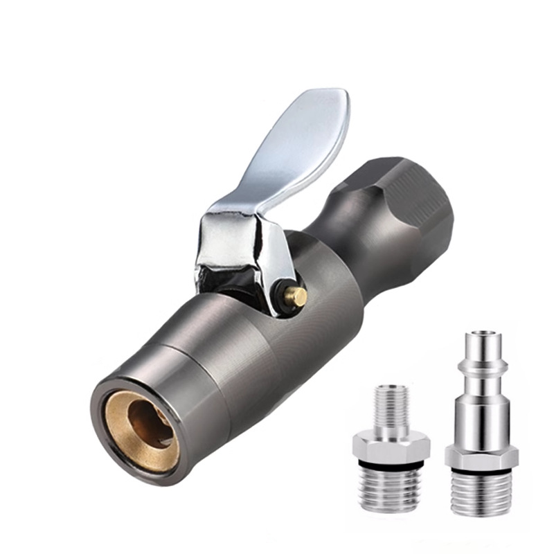 1/4 "FNPT a menudo cerrado mandril de neumático de cobre autoblocante bomba de aire boquilla de aire medidor de presión de neumáticos pinza boquilla de aire cabezal de aire