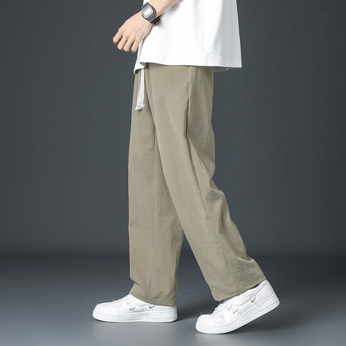 Men's Spring Trend Loose Straight Leg Wide Leg Long Pants, Japanese Retro Sport Spring Autumn Casual Pants