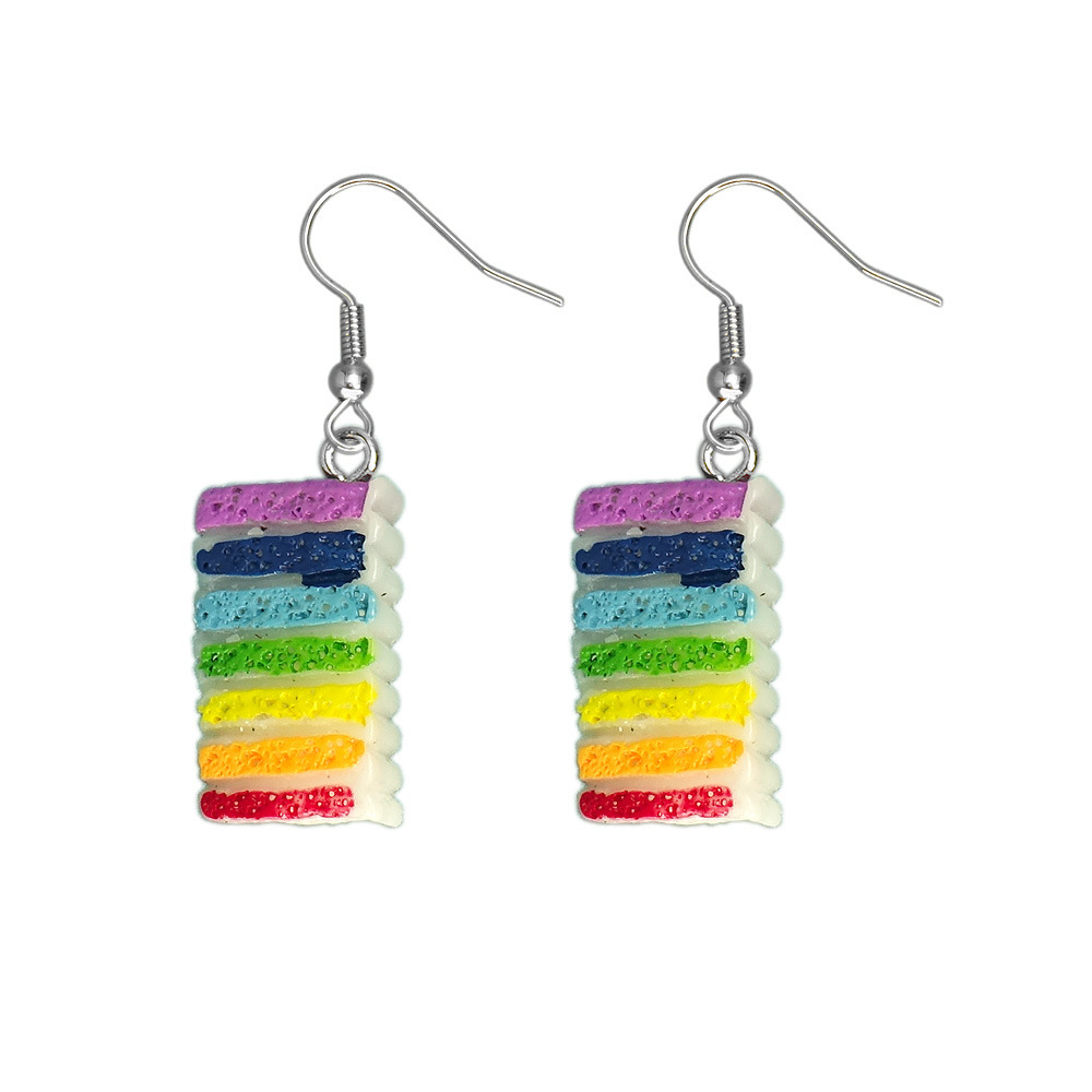 Großhandel Schmuck Prinzessin Süß Regenbogen Kuchen Kunststoff Harz Ohrhaken display picture 7