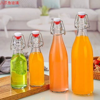 亚马逊透明乐扣瓶卡扣瓶果汁酵素酒瓶饮料瓶泡酒瓶厂家 现货 批发