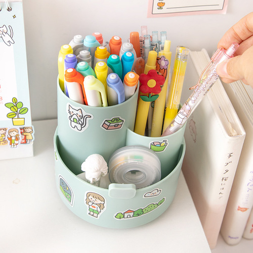 Girly Heart Rotating Pen Holder Creative Fashionable Cute Student Desktop Multifunctional Simple Storage Box Ins Large Capacity