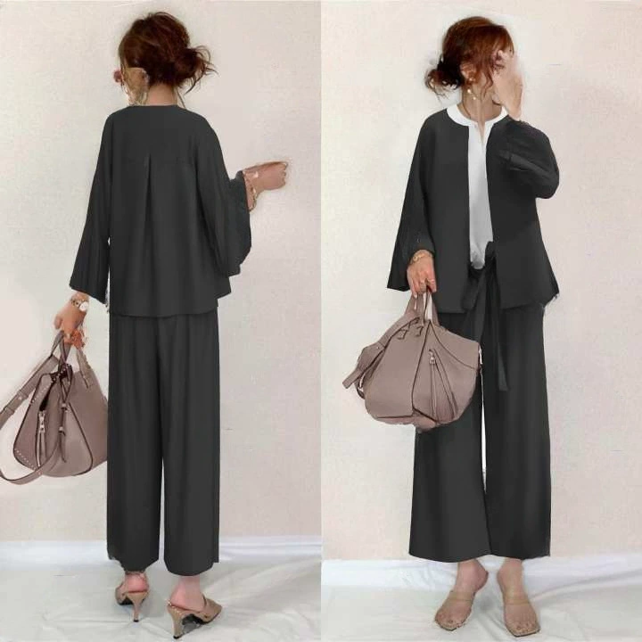 В наличии: Оригинальный японский стиль, летний повседневный комплект из трех предметов для миниатюрных женщин, свободные расклешенные брюки на шнуровке, модель 2026 года.