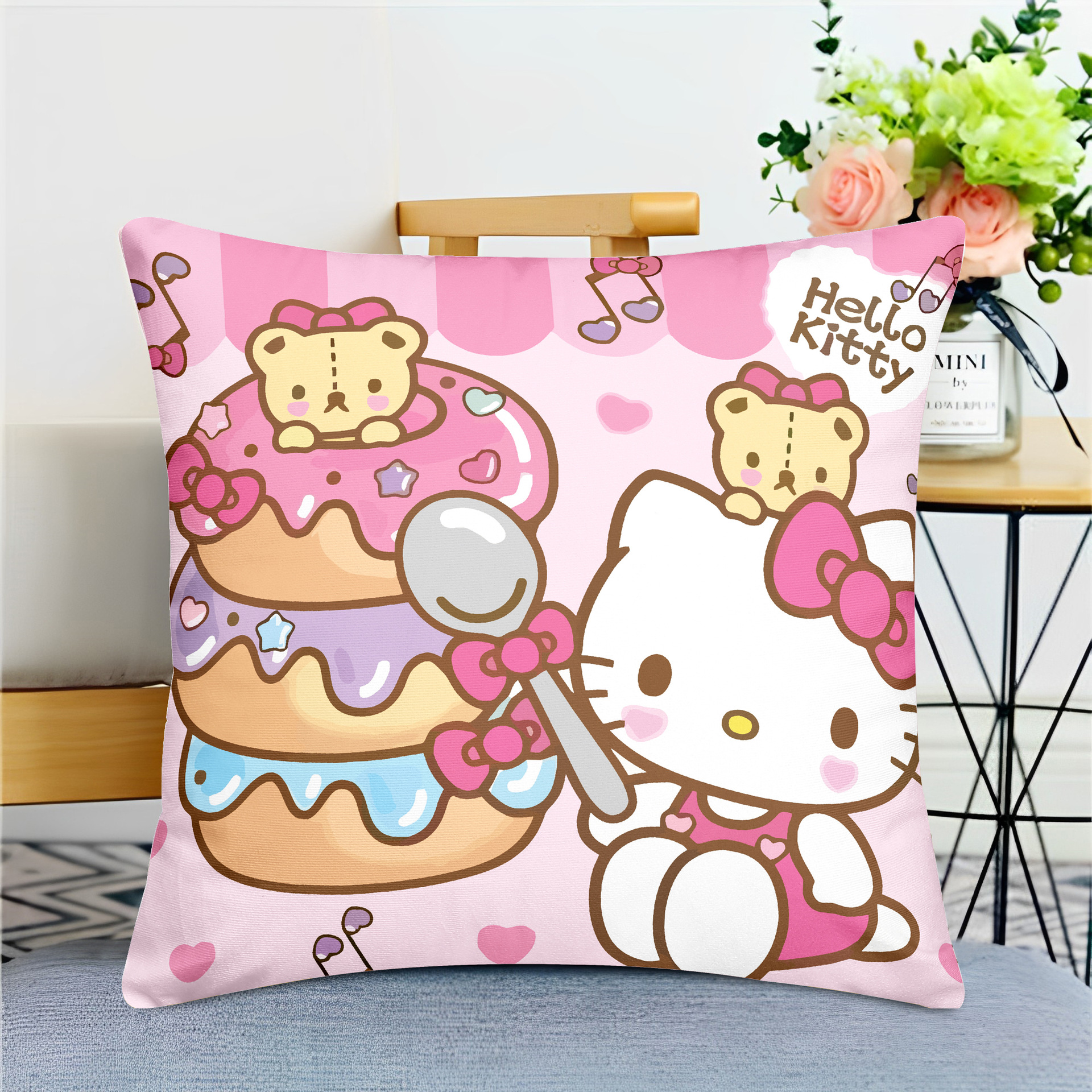 Cute gato de dibujos animados imitación super almohada rosa encantadora chica corazón almohada funda foto diseño de personalidad creativa DIY