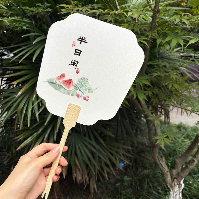 加厚漆扇漂漆专用团扇可书法带字扇子手工单制作漆扇网红水果款|undefined