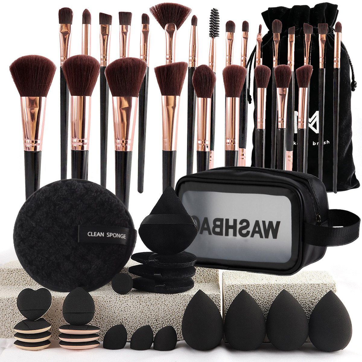 47 conjuntos de herramientas de maquillaje 25 conjuntos de maquillaje cepillo de lavado bolsas de maquillaje polvo puerto conjunto de viaje transfronterizo