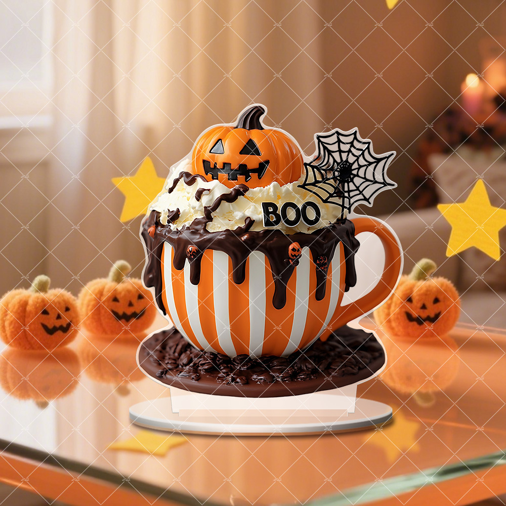 Transfronterizo Amazon Halloween Navidad Mesa Bandera Fiesta Decoración Acrílico 2D Decoración de escritorio plano Decoración