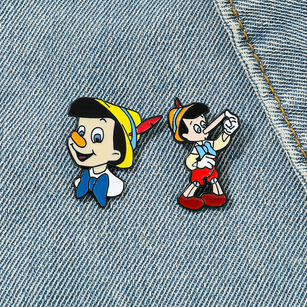 个性趣味匹诺曹金属徽章木偶人合金滴油胸针衣服背包配饰别针装饰