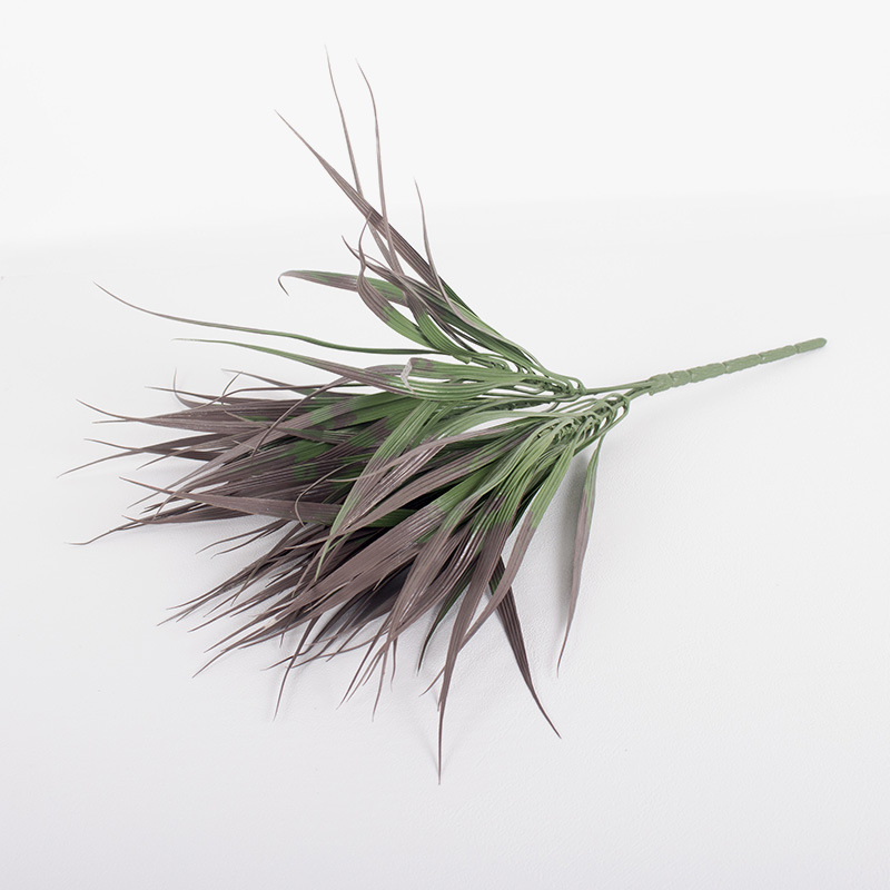 Plantas verdes falsas, decoración de paredes, hojas de plantas de simulación, arreglos florales de pared de fondo, 7 cabezas, lavanda de perilla