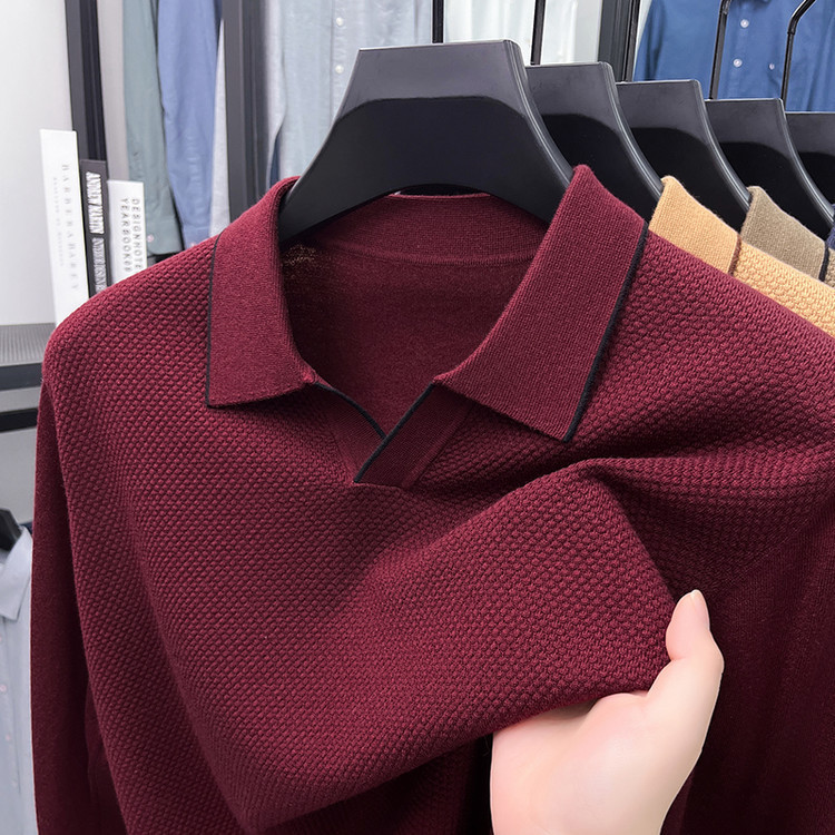 2025 Autumn/Winter Cashmere + Mulberry Silk Thin Long-Sleeve Knitwear Jacquard Large Pineapple Pattern Seagull Collar Base Shirt 2025 Autumn/Winter Cashmere + Mulberry Silk Thin Long-Sleeve Knitwear Jacquard Large Pineapple Pattern Seagull Collar Base Shirt