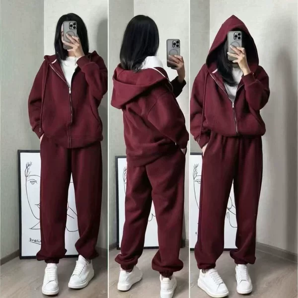 Cross-Border Korean Style Student Hooded Jacket Zip-Up Cardigan Hip-Hop Sweatshirt Spring and Autumn Fleece Loose Hooded Set