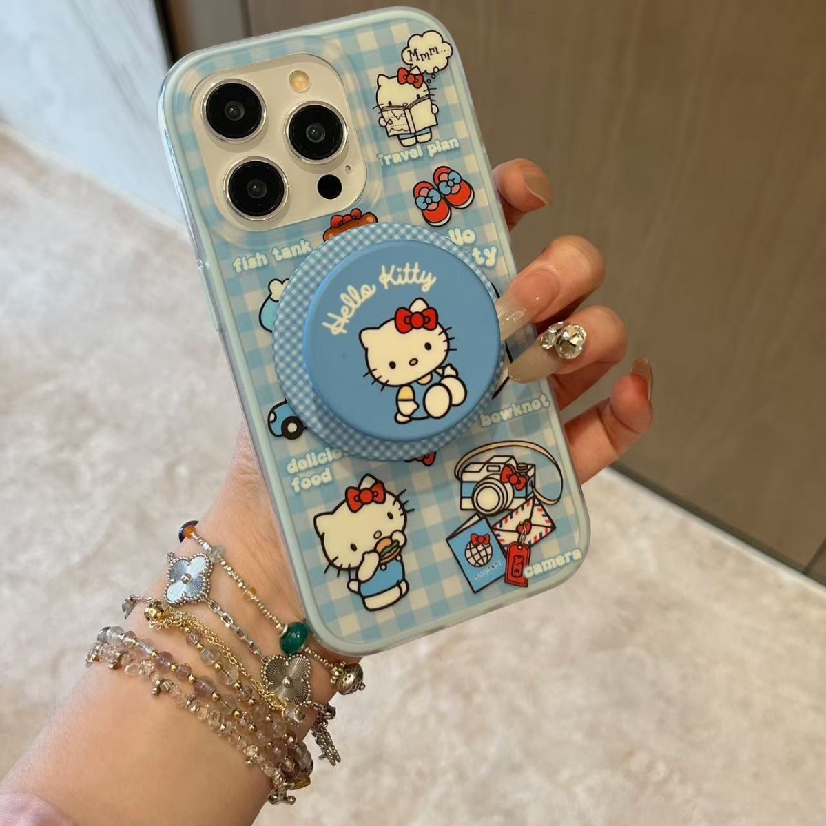 Coreano ins azul a cuadros lindo kt para iphone15ProMax/16 atracción magnética 14 funda para teléfono móvil Apple 15 mujer