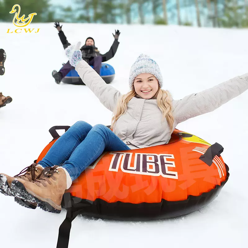 伟成工厂定制橙色PVC充气滑雪圈雪撬耐磨耐寒 户外漂移充气滑雪圈