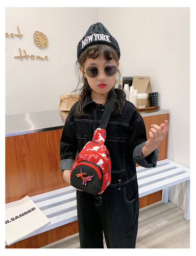New children's waist bag for boys, dinosaur crossbody small bag, fashionable kids' chest bag, coin purse, baby small bag for export
