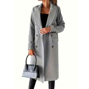 K 74407 Women's Solid Wool Coat Ůʿ��ɫë�ش��¿羳���Q