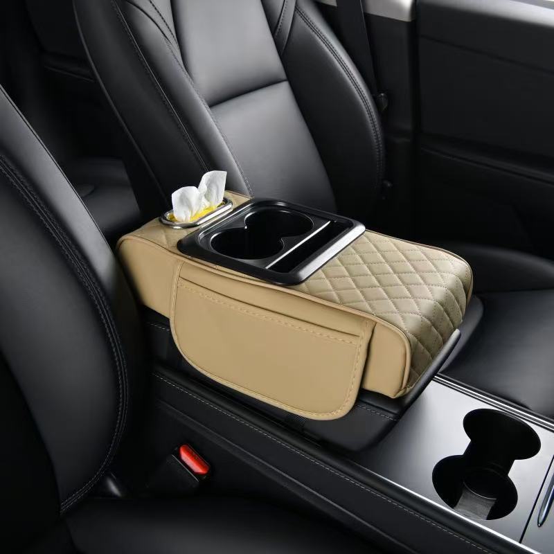 Armrest Box Pad: Universal Armrest box pad - beige