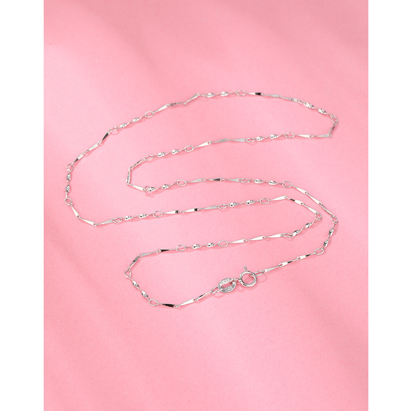 92 collar de plata esterlina mujer sin colgante caja de cadena de agua onda de semillas de melón Baotian octogonal cadena clavícula