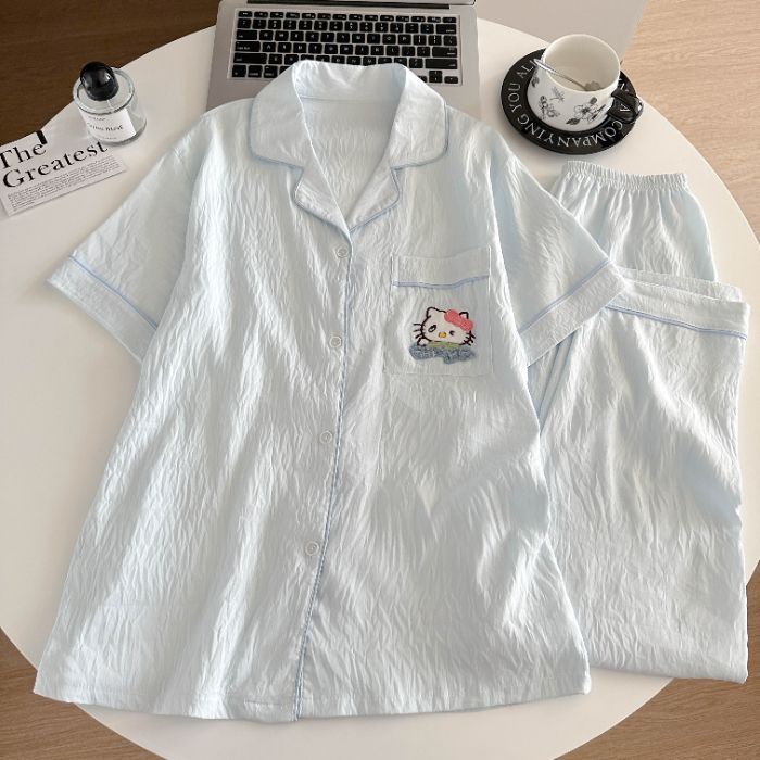 Pijamas al por mayor transfronterizos, algodón de imitación para mujer, almohadilla para el pecho, nuevo verano a prueba de golpes, pantalones cortos de manga corta, traje de servicio a domicilio