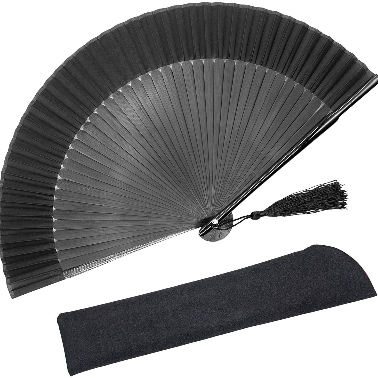 Ventilador antiguo en stock, pequeño ventilador de fila de bambú pequeño y exquisito, ventilador de regalo de mujer con bolsa de ventilador, caja de papel