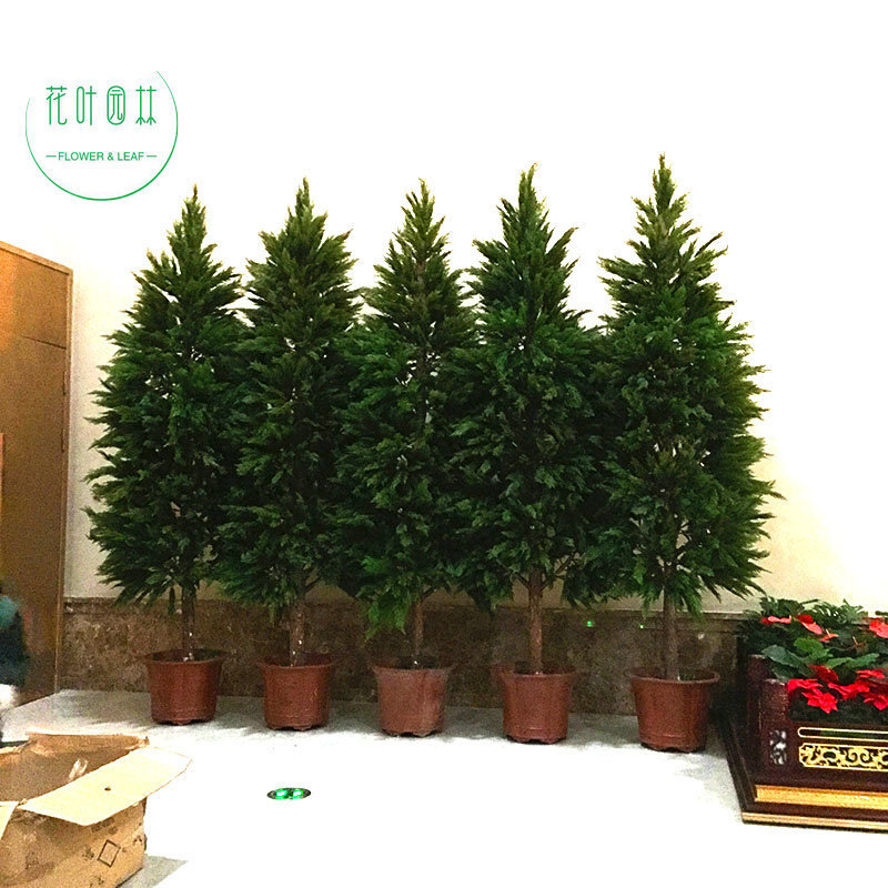 仿真柏树松树枝苗杉树松叶子假刺柏塔柏装饰塑料玻璃钢大型柏树